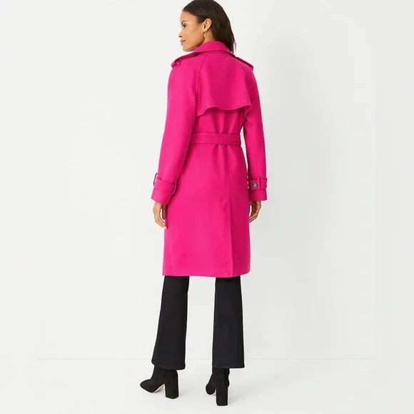 Ann Taylor women’s double breasted trenchcoat in razzle dazzle, petite small. 🩷 - Picture 5 of 13